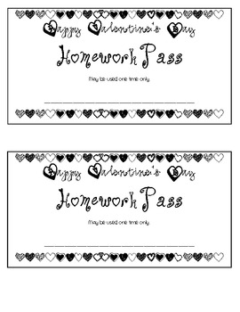 Valentine S Day Themed Homework Pass By En Pointe Learning TpT   Original 557873 1 