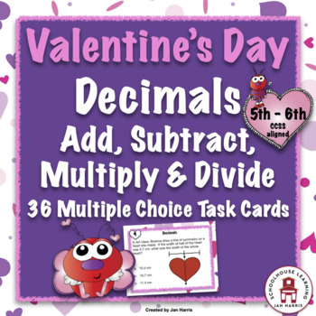 Preview of Valentines Decimals - Add Subtract Multiply Divide