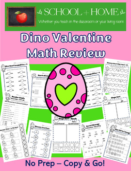 Preview of Dinosaur Valentine's 2nd Grade Math Review