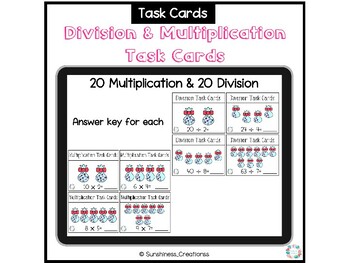 Preview of Valentines Division & Multiplication Task Cards