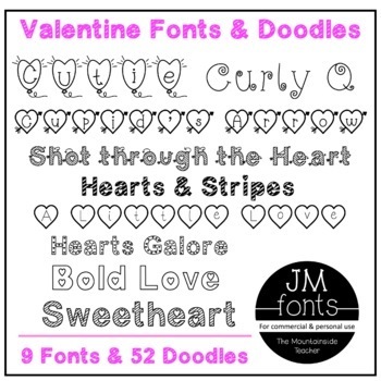 Preview of Valentine's Day Fonts and Doodles