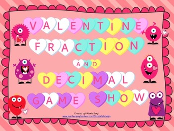 Preview of Valentine Fraction and Decimal Game Show (Common Core Aligned - 4th Grade)