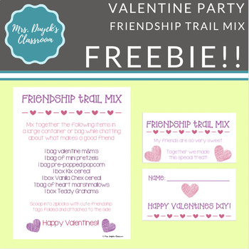 Preview of Valentines Friendship Trail Mix FREEBIE!!!