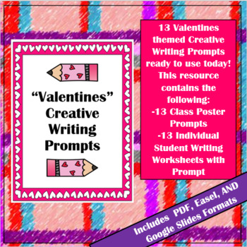 Preview of Valentines Fun and Silly Creative Writing Prompts- Class and Student Versions