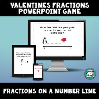 Preview of Valentine's Day Fractions Game | Valentine Fraction Math Activities 3rd Grade