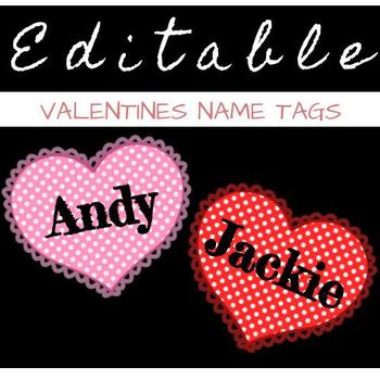 Preview of VALENTINES Heart Name Tags - Perfect for bulletin boards, gift tags, and more!