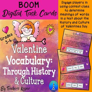 Preview of Valentines History & Culture Vocabulary Context Clue BOOM Digital Task Cards