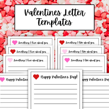 Preview of Valentines Letter Template, Valentine's Day Printable Cards, Writing Activity