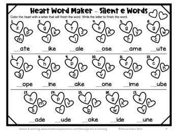 valentine s day phonics worksheets games for cvce words long vowel teams