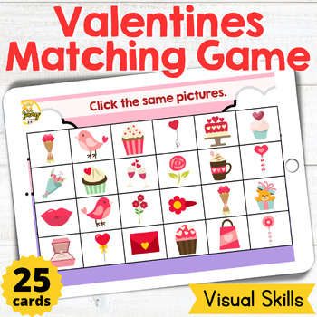 Preview of Valentines Matching Game Visual Discrimination Boom Cards