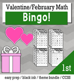 Valentines Math 1st Grade BINGO Game Bundle