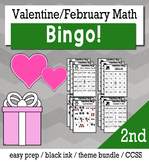 Valentines Math 2nd Grade BINGO Game Bundle