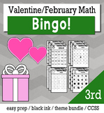 Valentines Math 3rd Grade BINGO Game Bundle