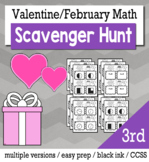 Valentines Math 3rd Grade Scavenger Hunt Game Bundle