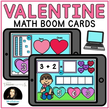 Preview of Valentines Day Math Boom Cards Place Value Addition with Audio SOUND
