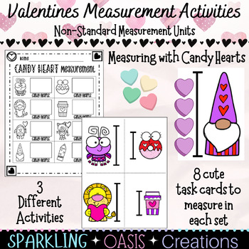 Preview of Valentines Math Candy Heart Measurement Activities