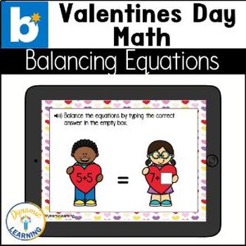 Preview of Valentines Math Equal Equations Boom Cards