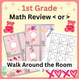 Valentines Math Review < or > Walk Around the Room- Solve 