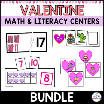 Preview of Valentines Math and Literacy Center for Kindergarten for February