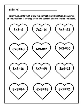 Preview of Valentines Multiplication Practice