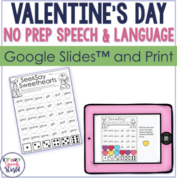 Preview of Valentine's NO PREP Speech Therapy Activities | Google Slides and Print