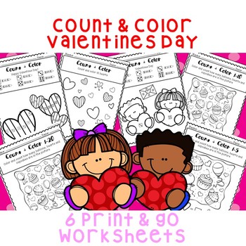 Preview of Valentines *No Prep* Counting Objects 1-20 Worksheets