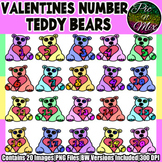 Valentines Number Teddy Bears: Counting 1-20 Clip Art