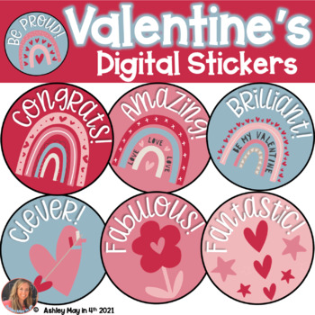 Preview of Valentines Rainbow Digital Stickers