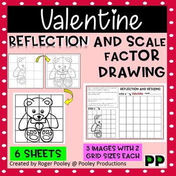 Preview of Valentines Reflection and Scale Factor Drawing, teacher notes, answers
