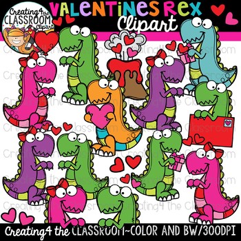 Preview of Valentines Rex Clipart {Valentines Day Clipart}