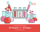 Valentines Science Chemistry Beakers SVG Clip Art Bundle C