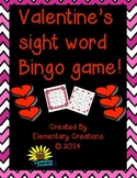 Valentine's sight word bingo game
