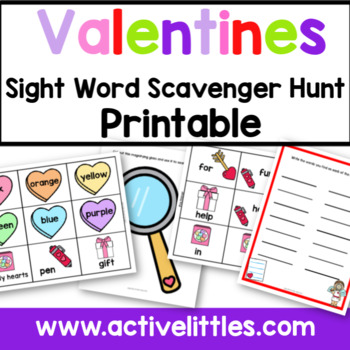 Preview of Valentines Sight Word Scavenger Hunt Printable