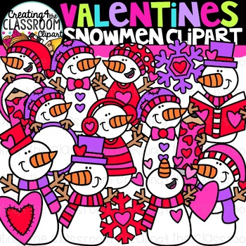 Preview of Valentines Snowmen Clipart {Valentines Clipart}