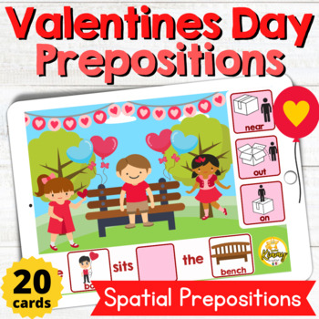 Preview of Valentines Spatial Prepositions Build a Sentence Boom Cards