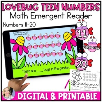 Preview of Valentines Teen Numbers | Valentines Day Decodable Reader | Counting & Tracing