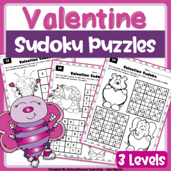 Preview of Valentines Theme Sudoku Puzzles - Differentiated For Learners