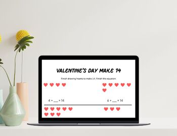 Preview of Valentines Themed Addition Worksheet | Elementary Math | Visual Learning