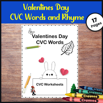 Preview of Valentines Vocabulary: CVC Words Center with Heart Shapes Worksheets for PreK