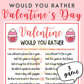 Preview of Valentines Would you rather game sight word problem Activity 7th 8th high middle