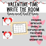 Valentines Write the Room Math Time Center Hour and Half Hour