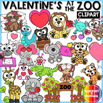 Preview of Valentines Zoo Animals Clipart - Valentines At the Zoo Clipart