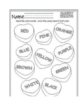 Preview of Valentines candy hearts coloring sheet