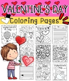 Valentines coloring book page - writing papers (Valentine'