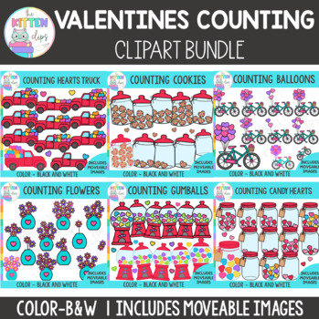 Preview of Valentines counting clipart BUNDLE | Includes MOVEABLE images