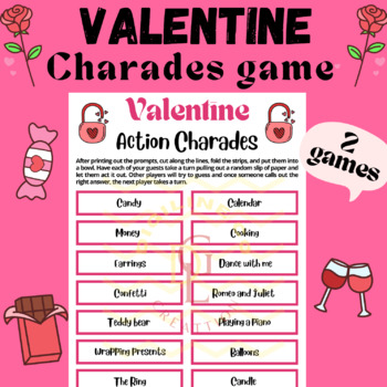 Preview of Valentines day Charades Pictionary game brain breaks Activity primary middle 5th