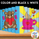 Valentines day Craft & activity: Bear & Coffe Coloring Aga