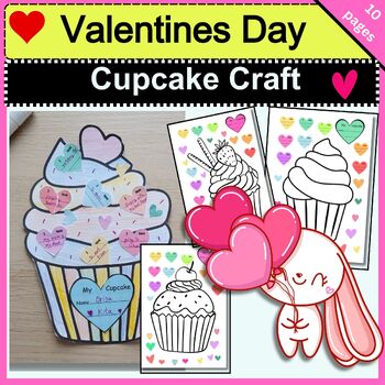 Preview of Valentines day craft -Cupcack craft - Valentines activity - Valentines Craft