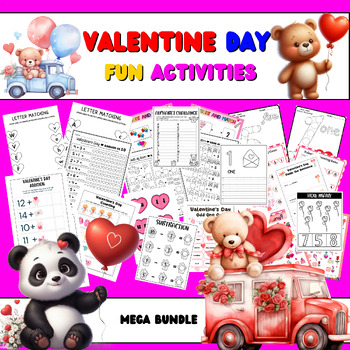Preview of Valentines day Kindergarten Morning Work NO PREP Math and Literacy Activities