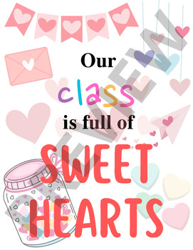 Preview of Valentines day "Our class is full of sweet hearts" Collaborative poster 16 pages
